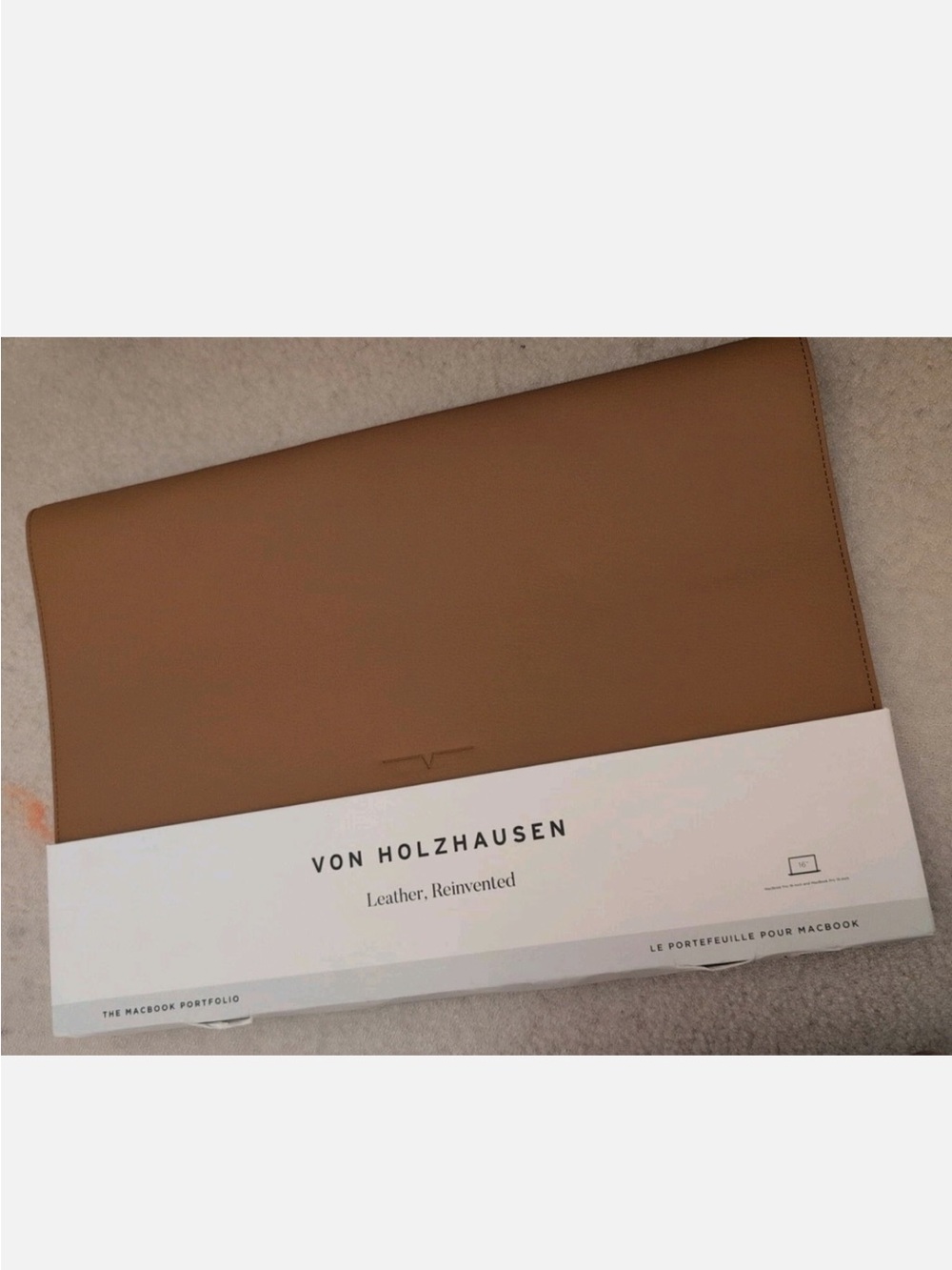 New 14” Von Holzhausen Tan Leather MacBook Portfolio Sleeve